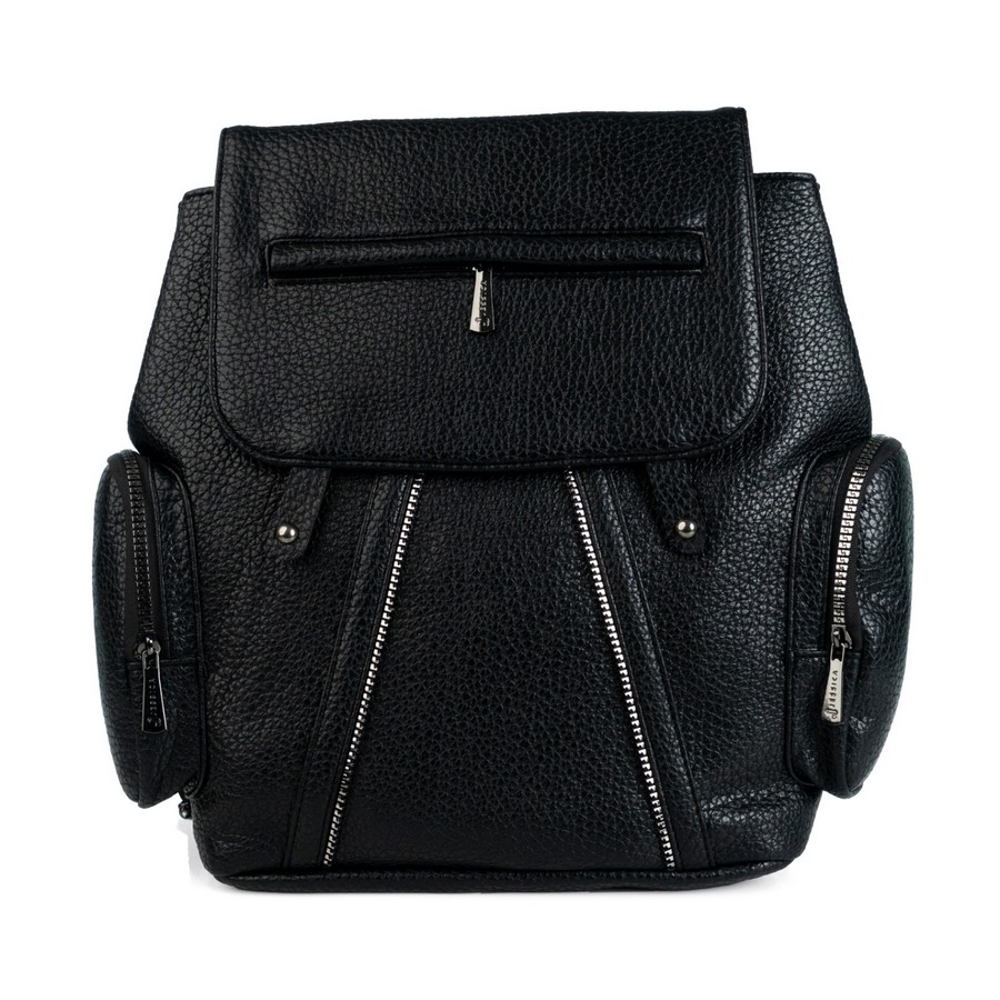  شنطة باك حريمي جلد إيطالي مستورد أسود بجيوب داخلية وخارجية مقاس 30×30